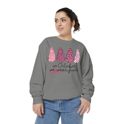 "In October We Wear Pink" Ghost Design — Breast Cancer Awareness Sweatshirt