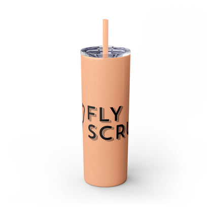 Flyscrubs Skinny Tumbler with Straw, 20oz