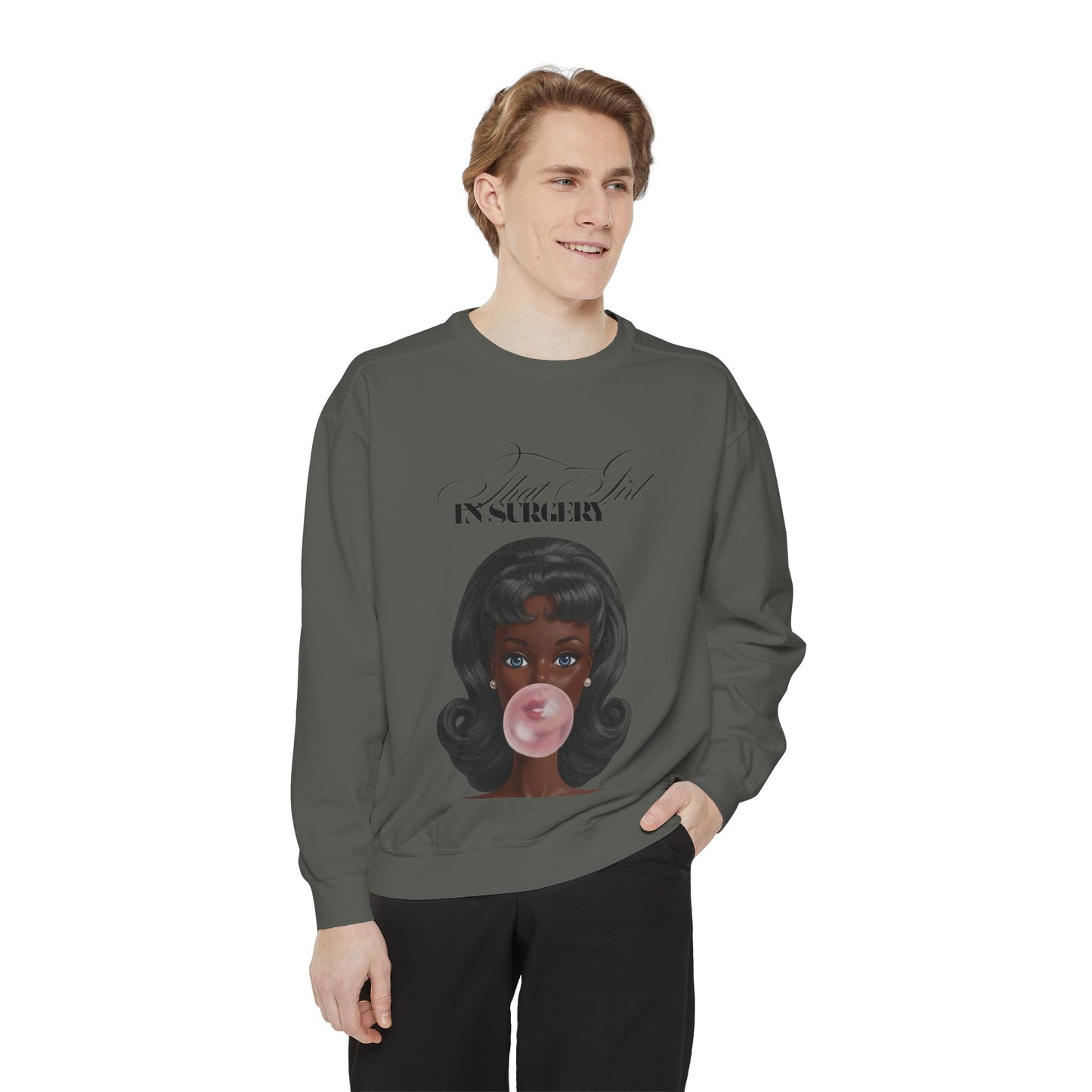 Bubblegum Babe Sweatshirt — Vintage “That Girl In Surgery ” Graphic
