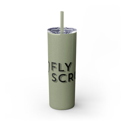 Flyscrubs Skinny Tumbler with Straw, 20oz