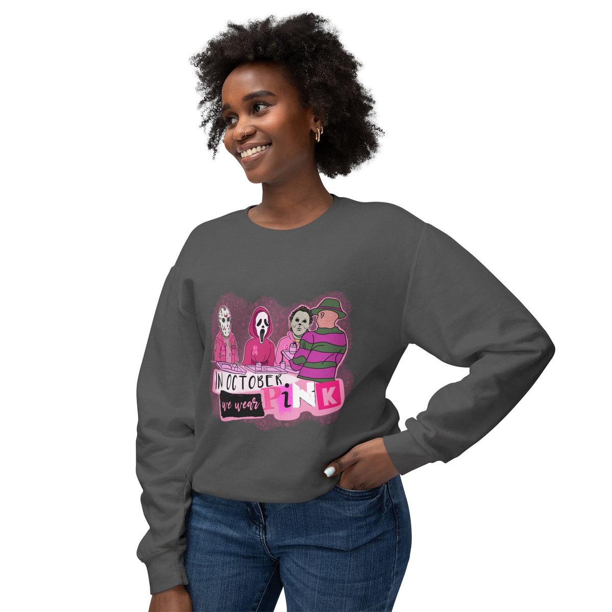 October Vibes Crewneck Sweatshirt, Unisex Fall Fashion, Breast Cancer Awareness, Halloween Gift, Cozy Casual Wear