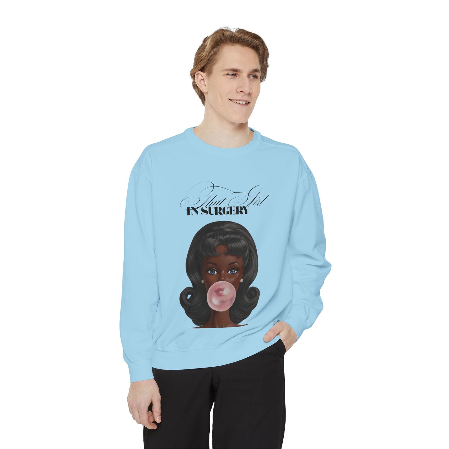 Bubblegum Babe Sweatshirt — Vintage “That Girl In Surgery ” Graphic