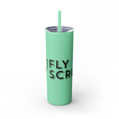Flyscrubs Skinny Tumbler with Straw, 20oz