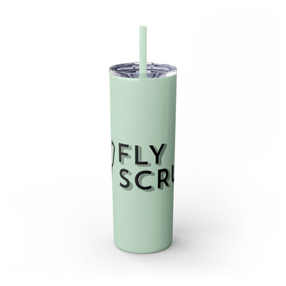 Flyscrubs Skinny Tumbler with Straw, 20oz