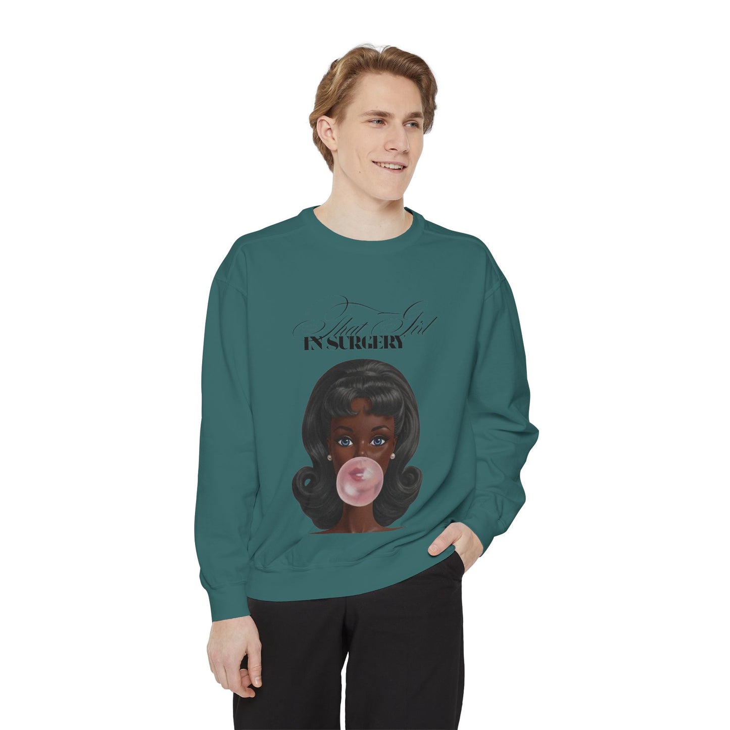 Bubblegum Babe Sweatshirt — Vintage “That Girl In Surgery ” Graphic