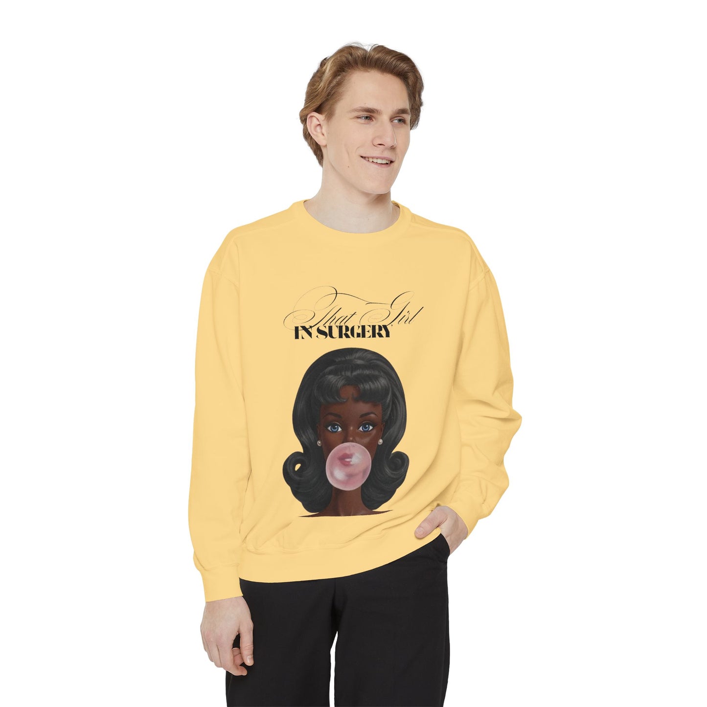 Bubblegum Babe Sweatshirt — Vintage “That Girl In Surgery ” Graphic