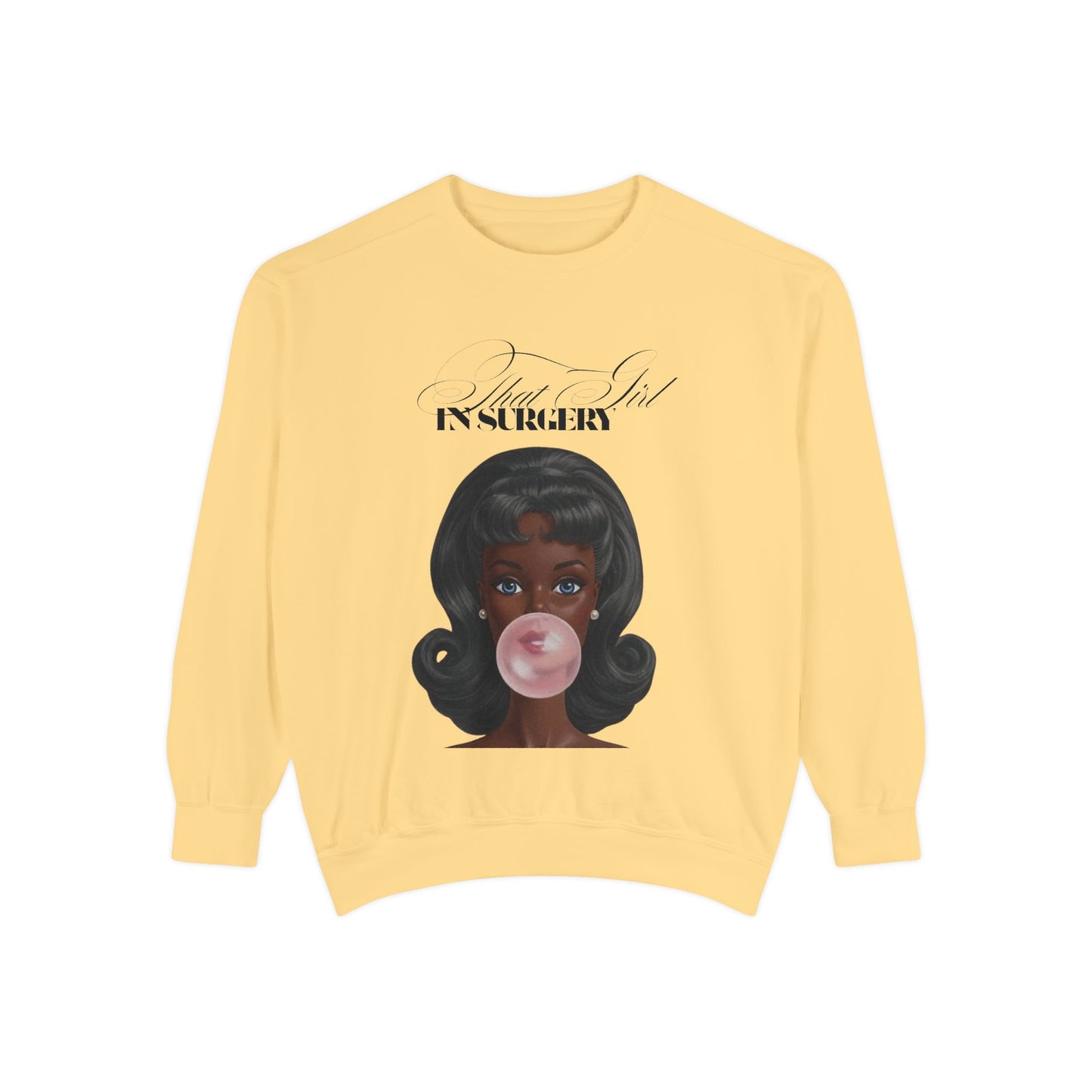 Bubblegum Babe Sweatshirt — Vintage “That Girl In Surgery ” Graphic