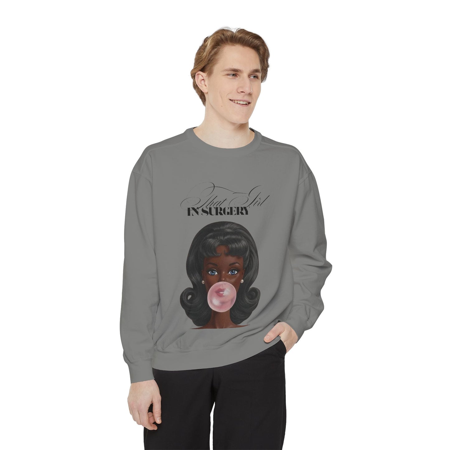 Bubblegum Babe Sweatshirt — Vintage “That Girl In Surgery ” Graphic