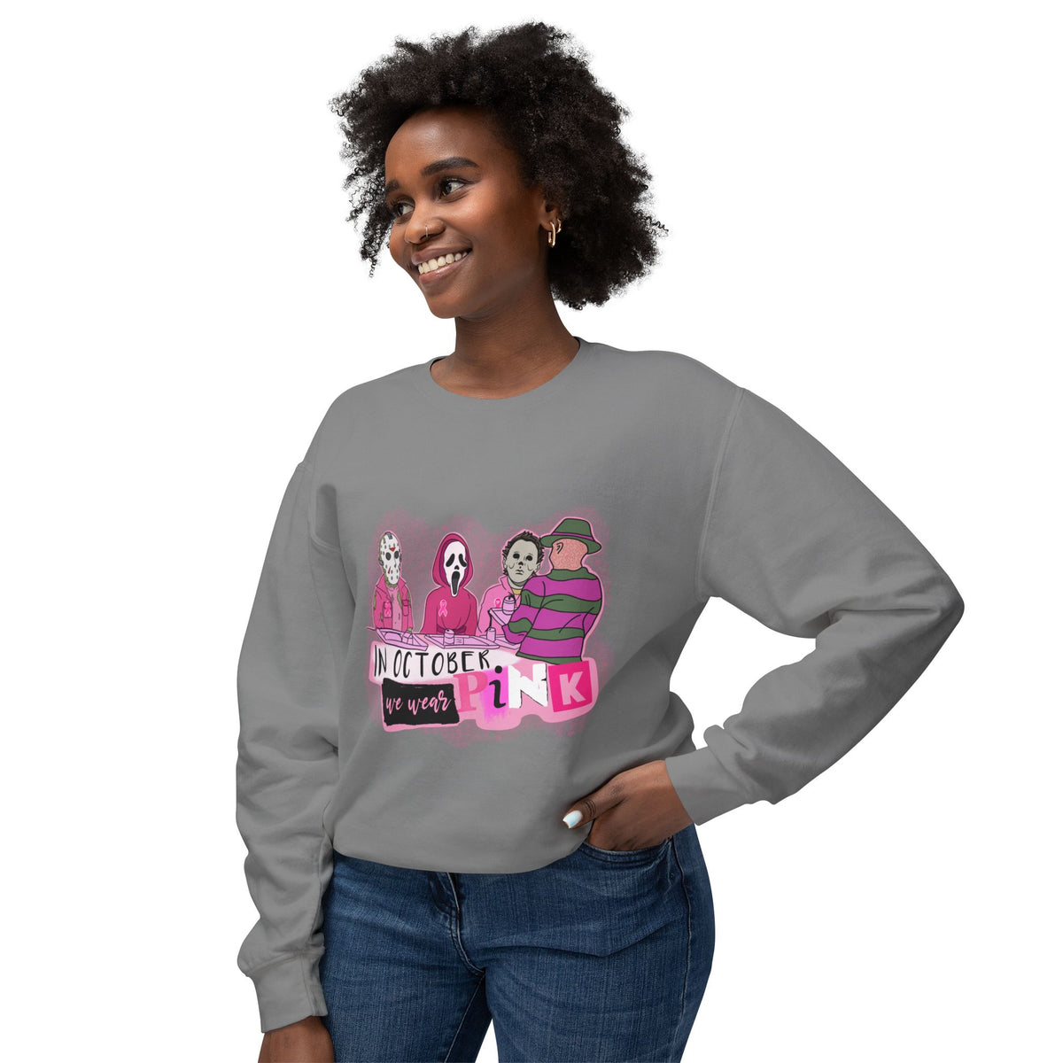 October Vibes Crewneck Sweatshirt, Unisex Fall Fashion, Breast Cancer Awareness, Halloween Gift, Cozy Casual Wear